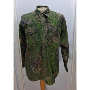 True Timber Pine Camo Men's Shirt L 18/35 Green Hunting Camping Made in U.S.A